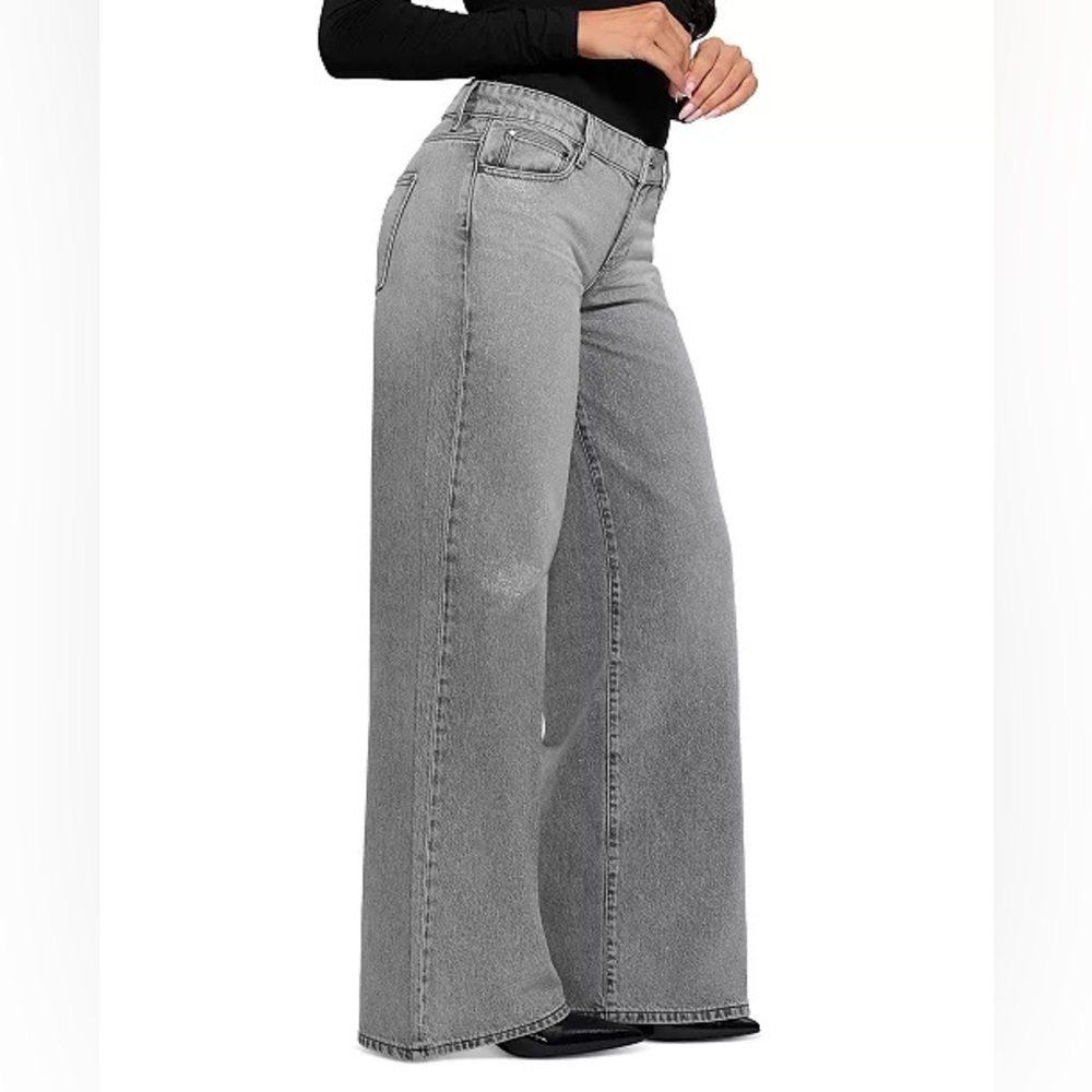 GUESS Mid-Rise Sexy Palazzo Shimmer Wide Leg Silver Lining Jeans Size 25 NWT